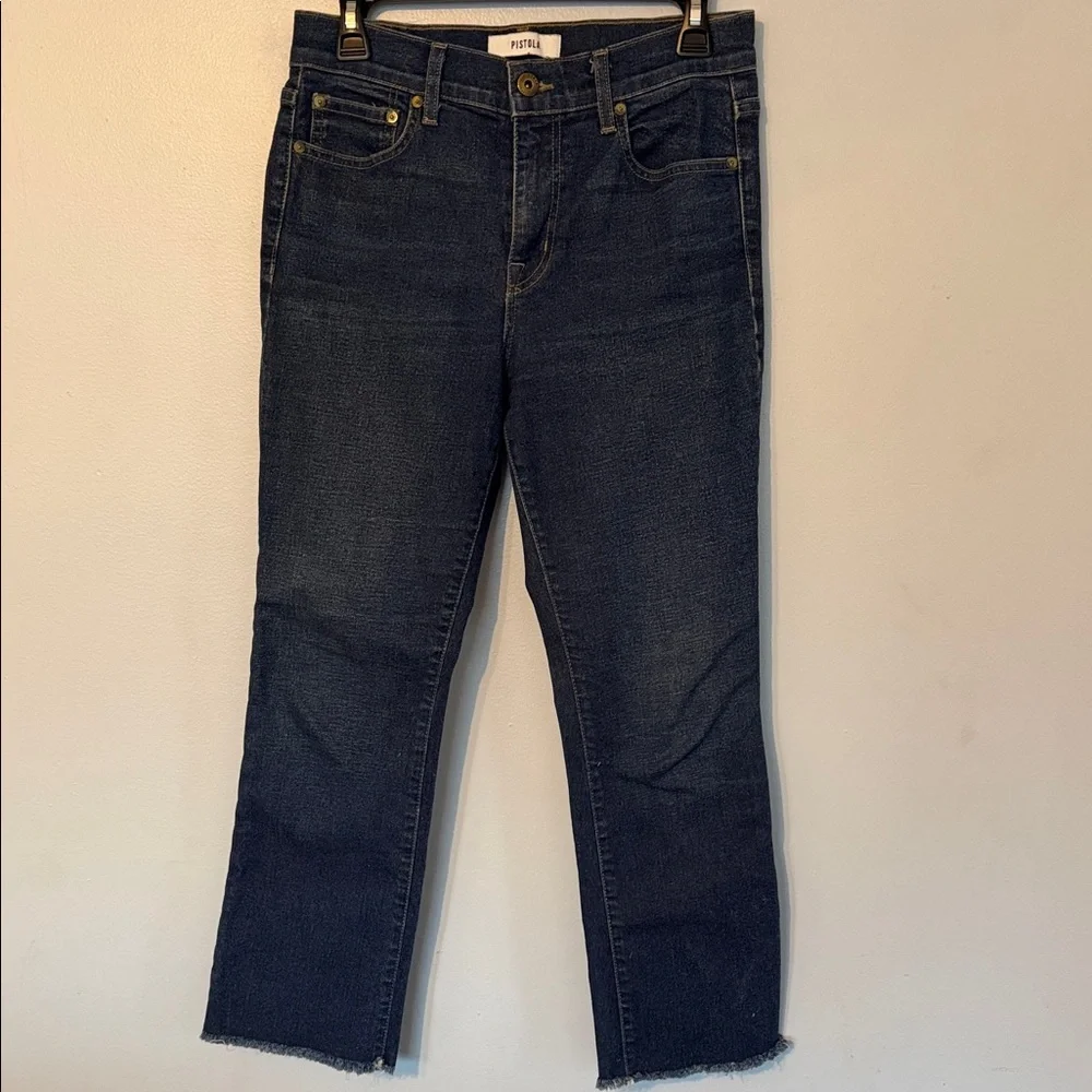 Pistola Dark Wash High Rise Cropped Straight Leg Jeans - Picture 1 of 7